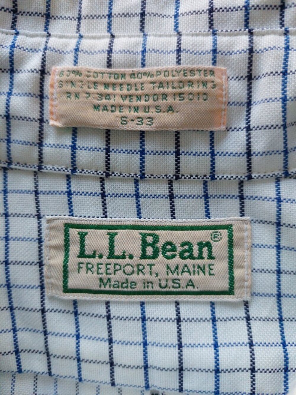 L.L.Bean Men's Sz 16 Long-sleeve Button-down Shirt made in the U.S.A. Blue